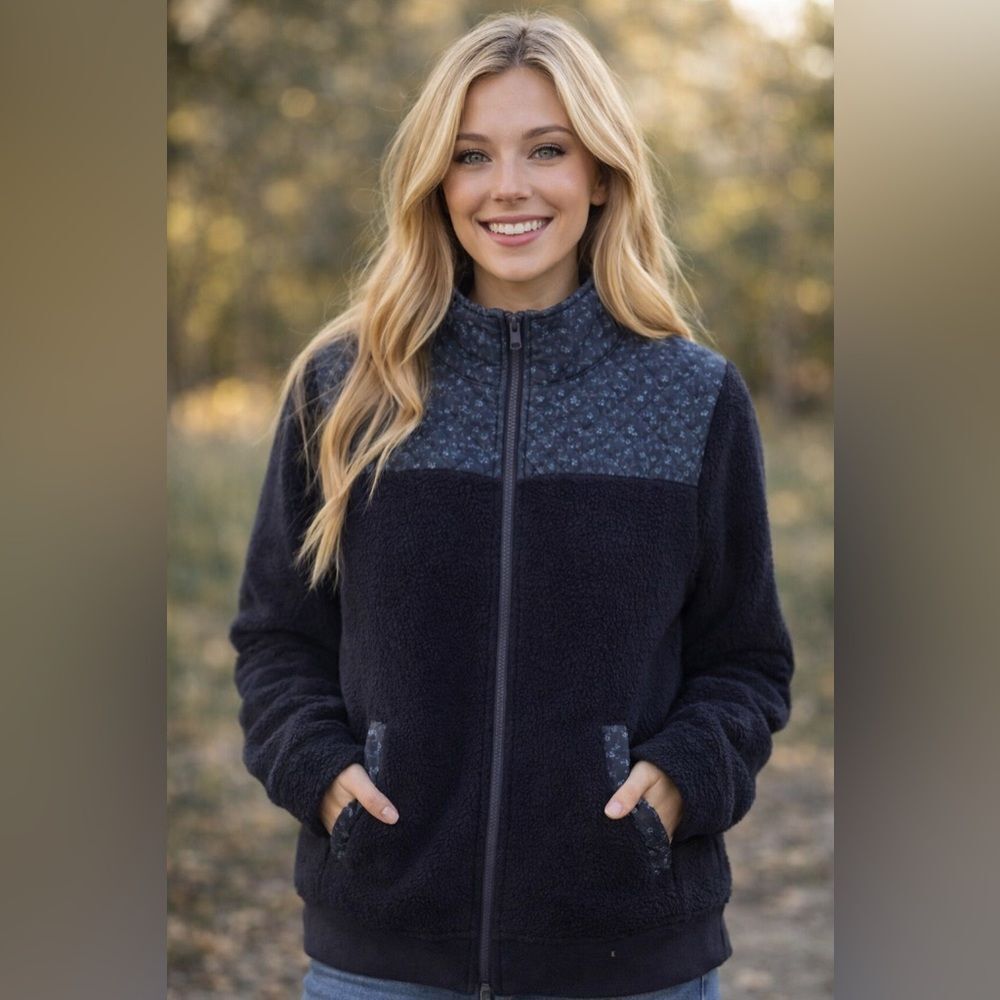 Madewell Quilted Fleece Zip Up Jacket
